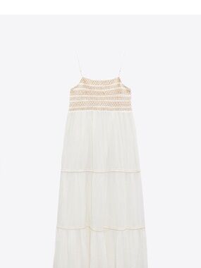 Zara Cream Maxi Dress with Crochet Bodice